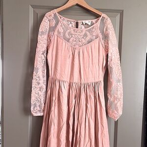 Joyfolie Blush Lace Maxi Dress